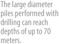 As estacas de grande dimetro executadas por perfurao a rotao podem atingir profundidades de at 70 metros.